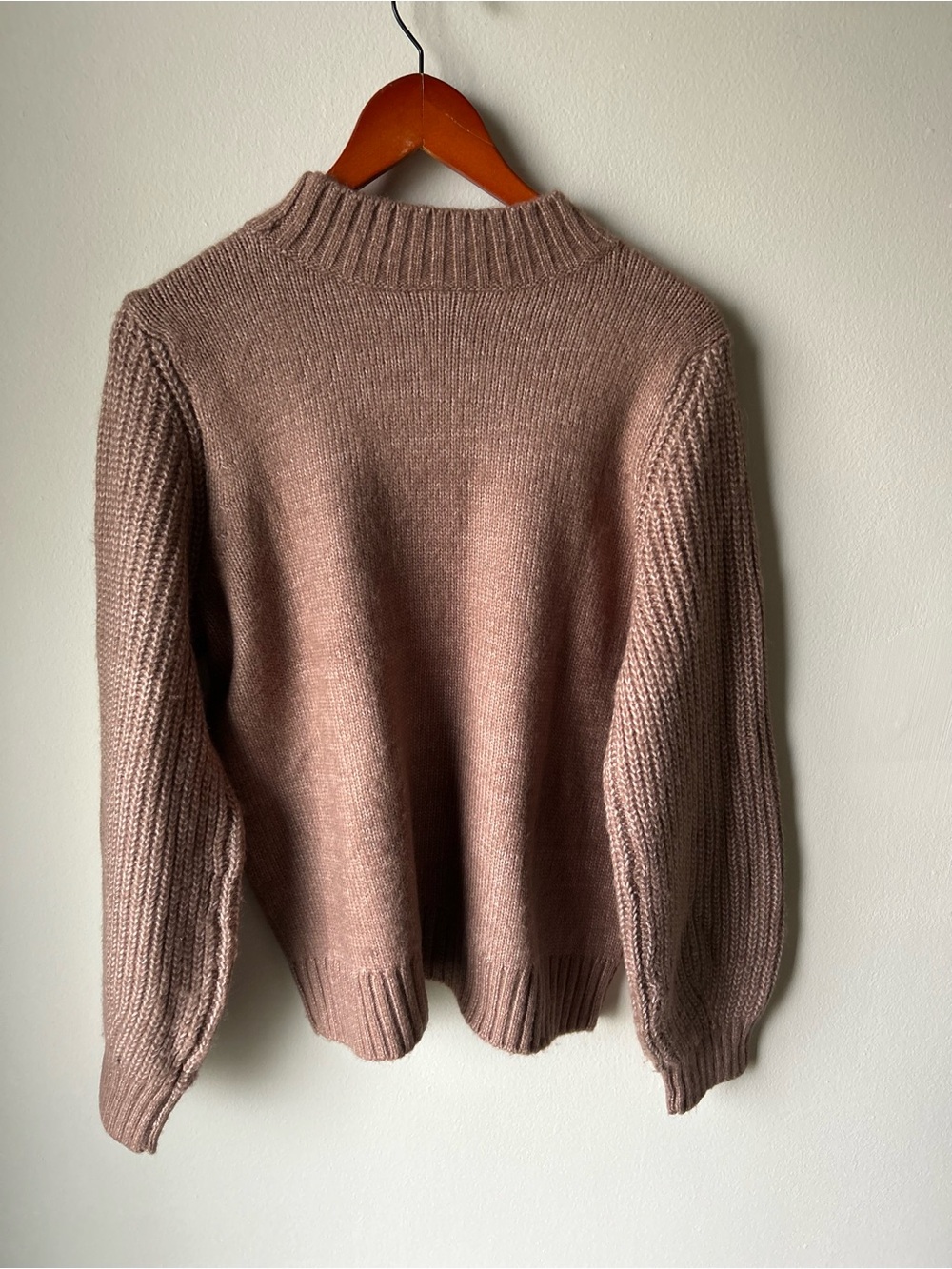 LOFT Outlet Petite Brown Cable Knit Mock Neck Sweater LP - Picture 8 of 9